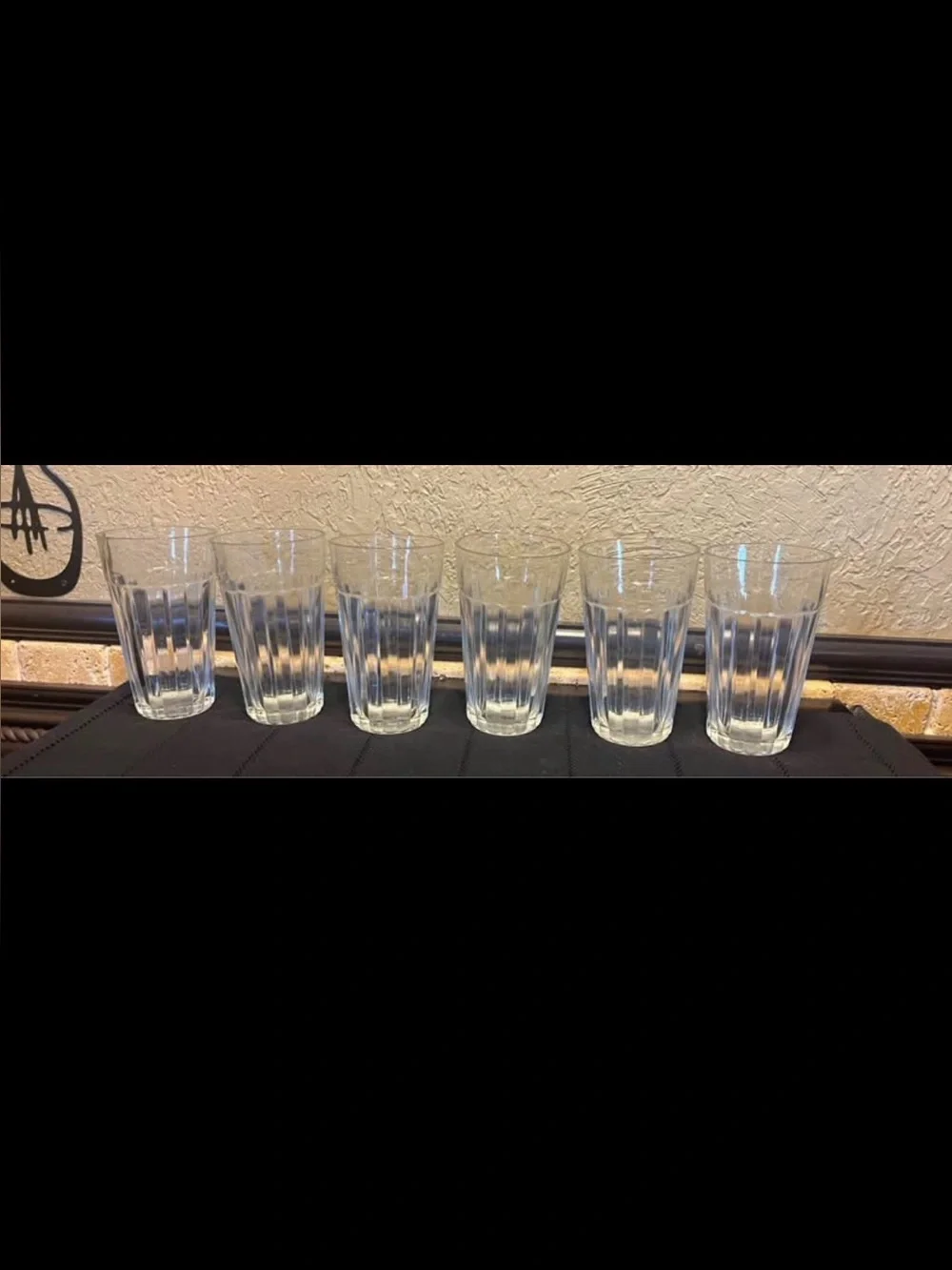 Set of 6 Vintage Gibson Clear Ribbed Drinking Glasses
